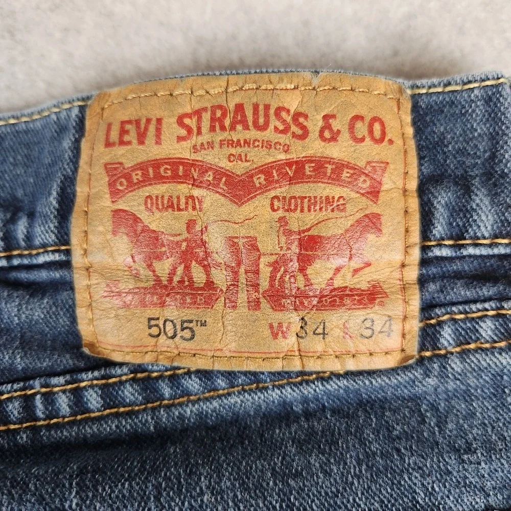 Levi's 505 Regular Fit Straight Leg‎ Jeans Men's W34 L34 Mid Rise Stretch